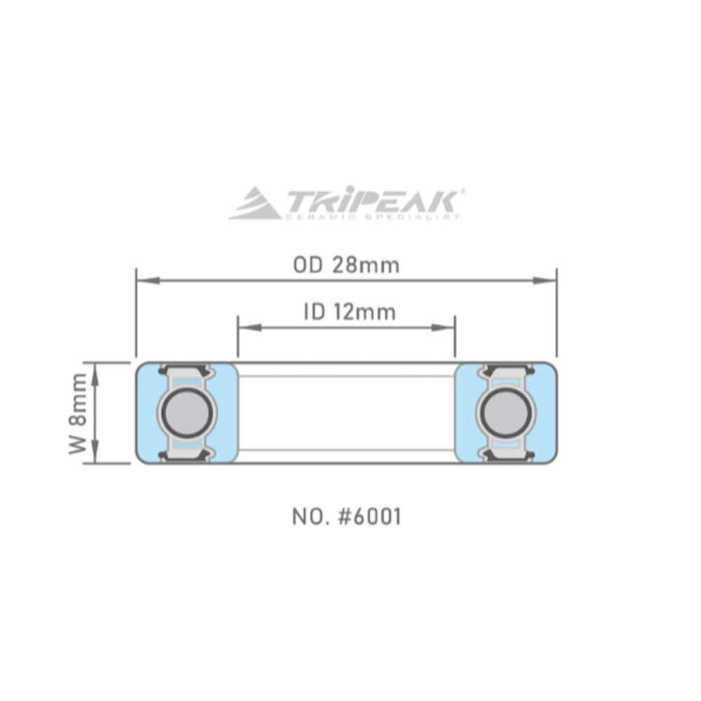 56850000155-TRIPEAK 鋼珠/陶瓷培林 6001 12 x 28 x 8MM HUB BEARING