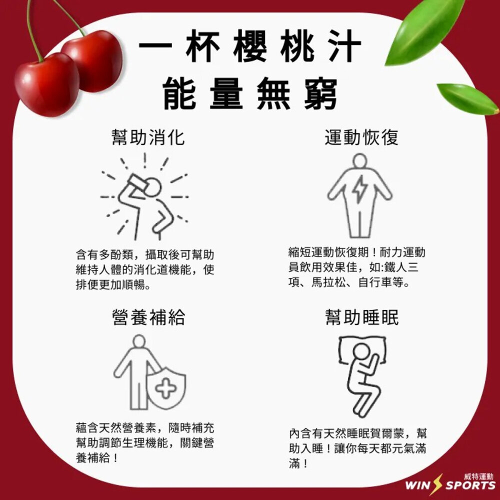 WINSPORTS 威特 WINCHERRY 濃縮酸櫻桃汁 475ML-圖片-2