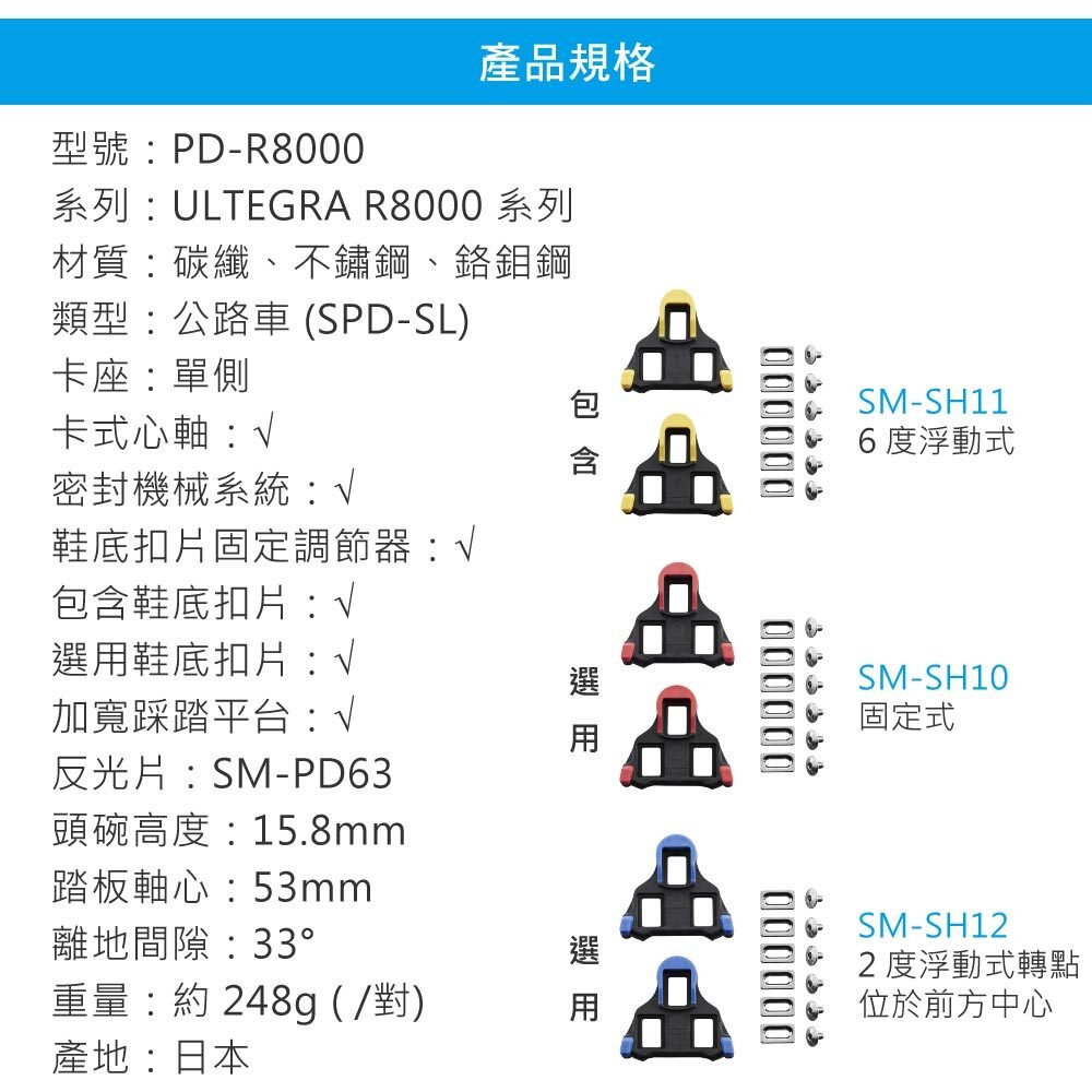 SHIMANO ULTEGRA SPD-SL R8000 碳纖踏板 公路車卡踏 自行車踏板-圖片-4
