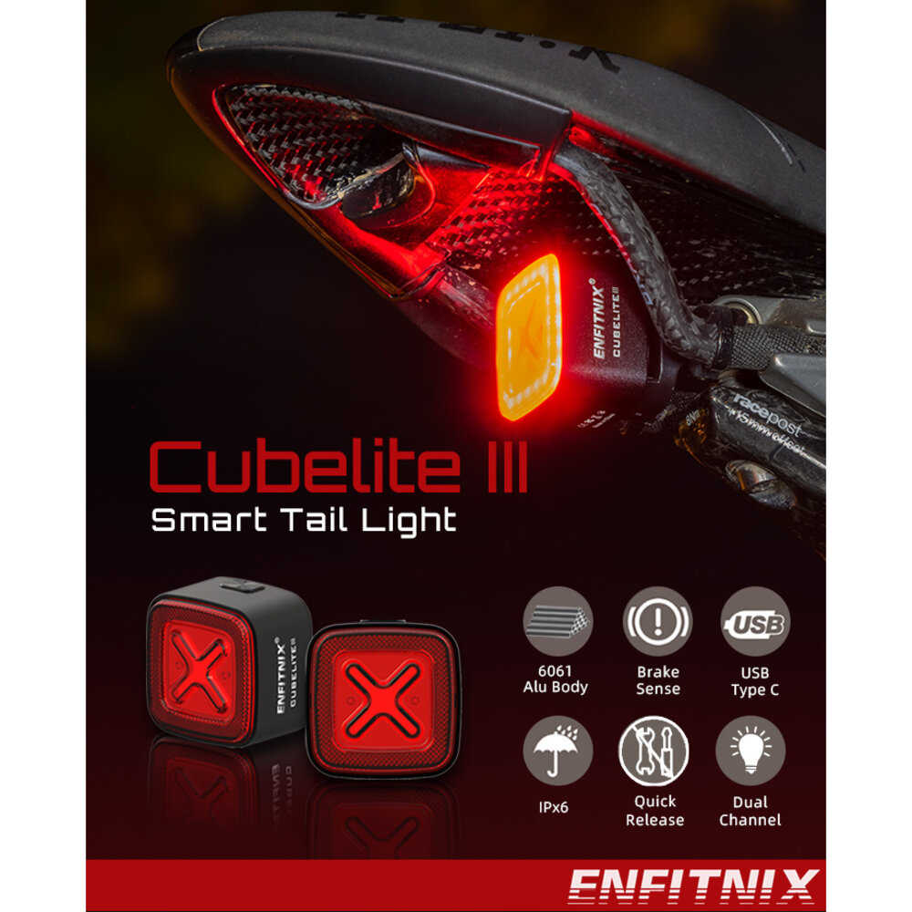 66000776-ENFITNIX CUBELITE III 智慧型自行車尾燈 自行車後燈 腳踏車尾燈 腳踏車後燈 單車尾燈