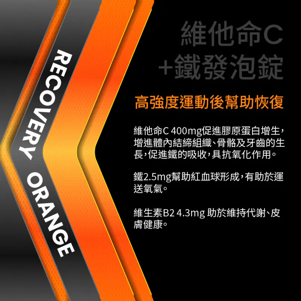 WINSPORTS 維生素C+鐵 發泡錠 橘子 20顆/條 果膠 補給品-圖片-2