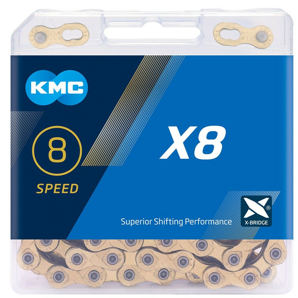 KMC X8 8速鏈條 盒裝(金、銀灰、EPT防鏽)-圖片-1