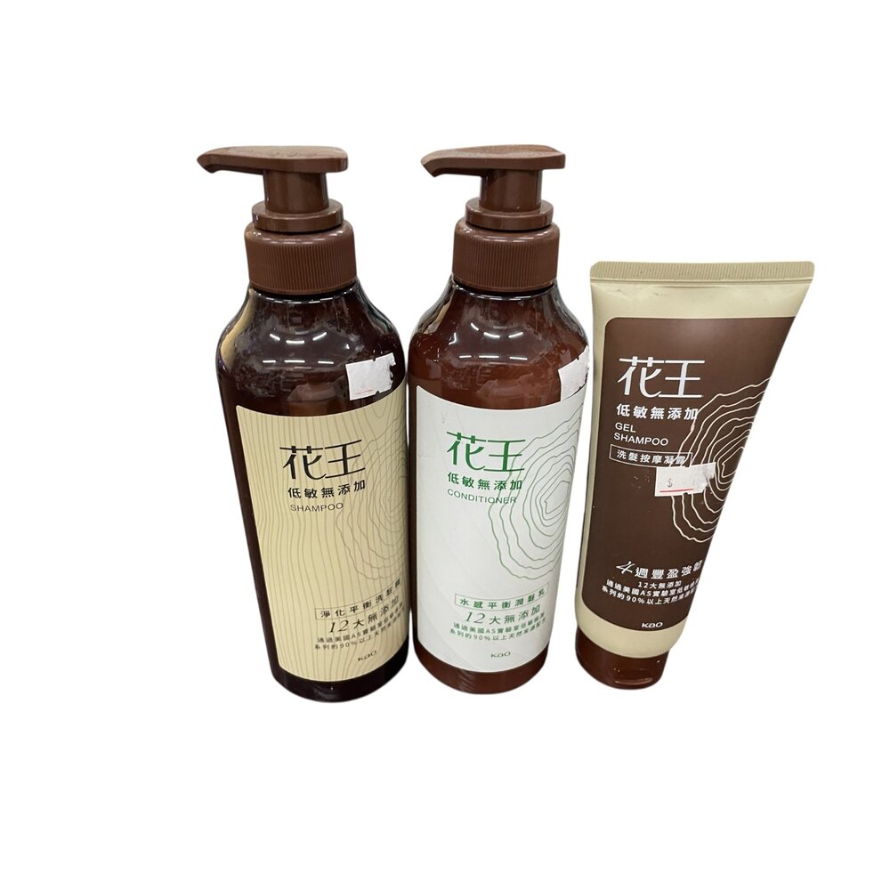 B01-39-花王低敏無添加 淨化平衡洗髮精 500ML/花王低敏無添加水感平衡潤髮乳500ML/豐盈強韌洗髮按摩凝露 200G
