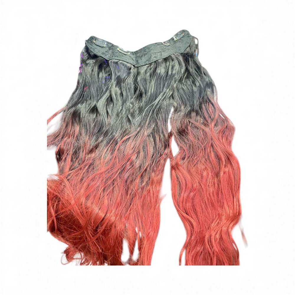 B05-23-造型假髮 加髮量 髮束 挑染漸層 波浪  髮尾金色/髮尾紅色/髮尾藍紫色/髮尾淺紫色現貨