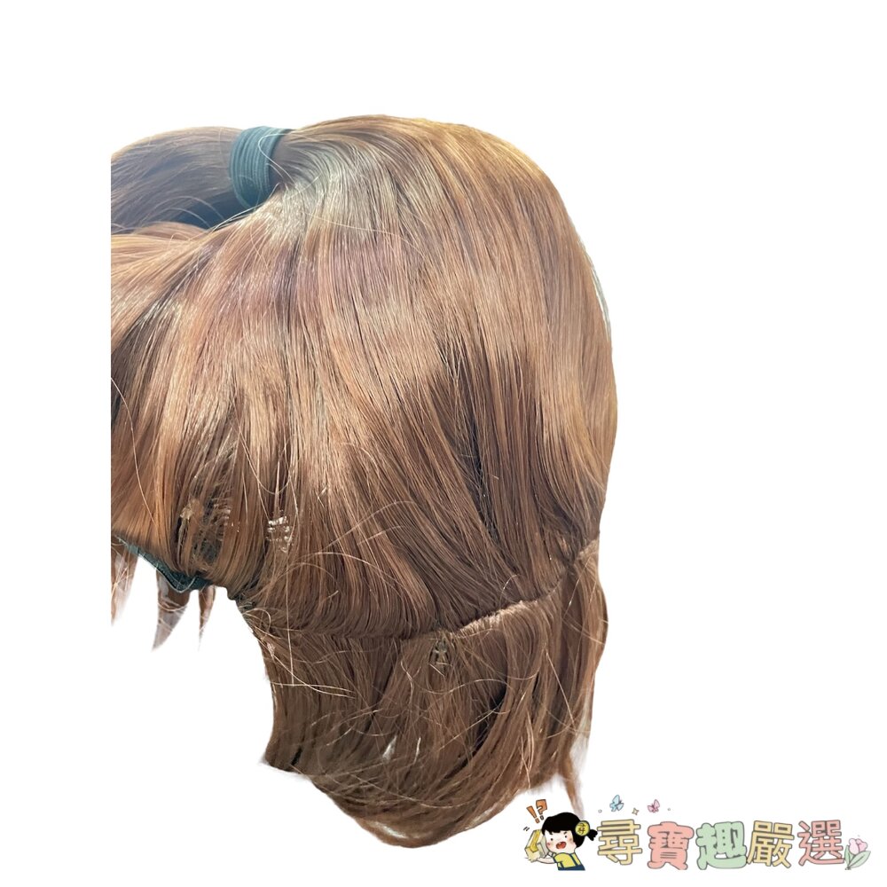 造型髮片 假髮 長髮 整頂假髮 粉紫色波浪長髮挑染棕/波浪亞麻灰長髮/短髮 藍紫色/灰色挑染黑色/帶辦子扎馬尾棕色假髮/-圖片-3