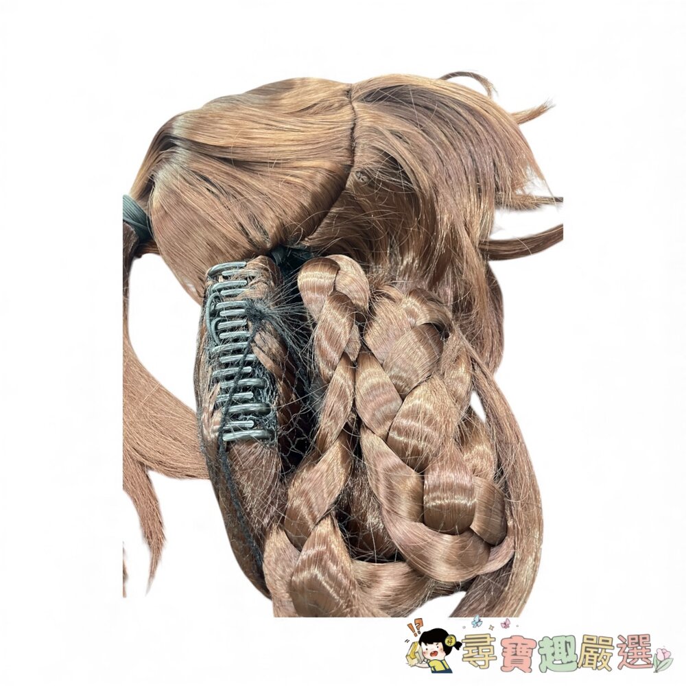 造型髮片 假髮 長髮 整頂假髮 粉紫色波浪長髮挑染棕/波浪亞麻灰長髮/短髮 藍紫色/灰色挑染黑色/帶辦子扎馬尾棕色假髮/-圖片-4