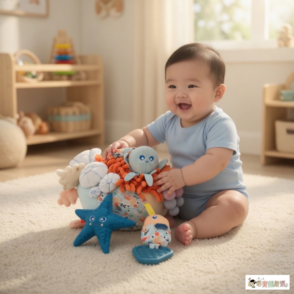 24H出貨現貨 miniland 嬰幼兒 海底世界感官觸覺球 可水洗, 34cm, 0歲以上適用, 225g 8-6現-圖片-3