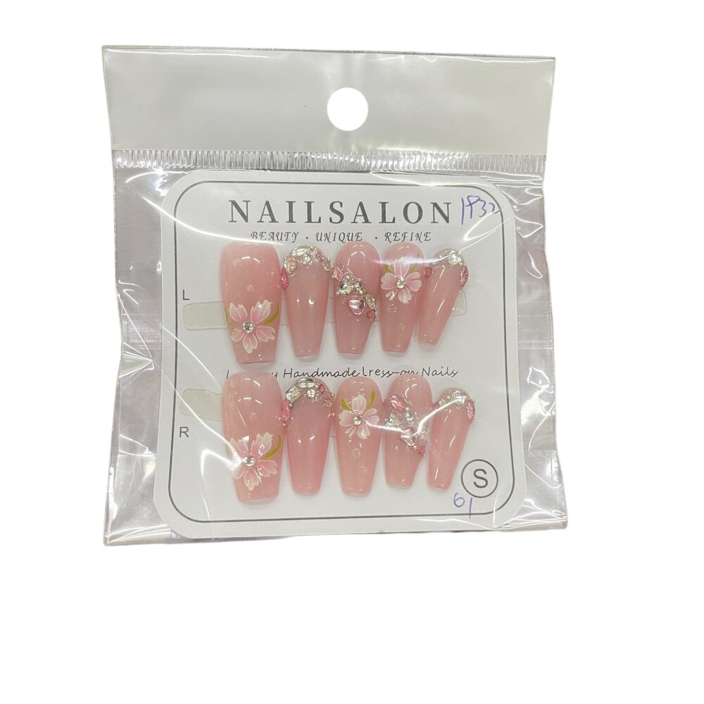 玫瑰蝴蝶結造型甲片+膠+收納盒 穿戴甲(袋裝) 多系列-圖片-1