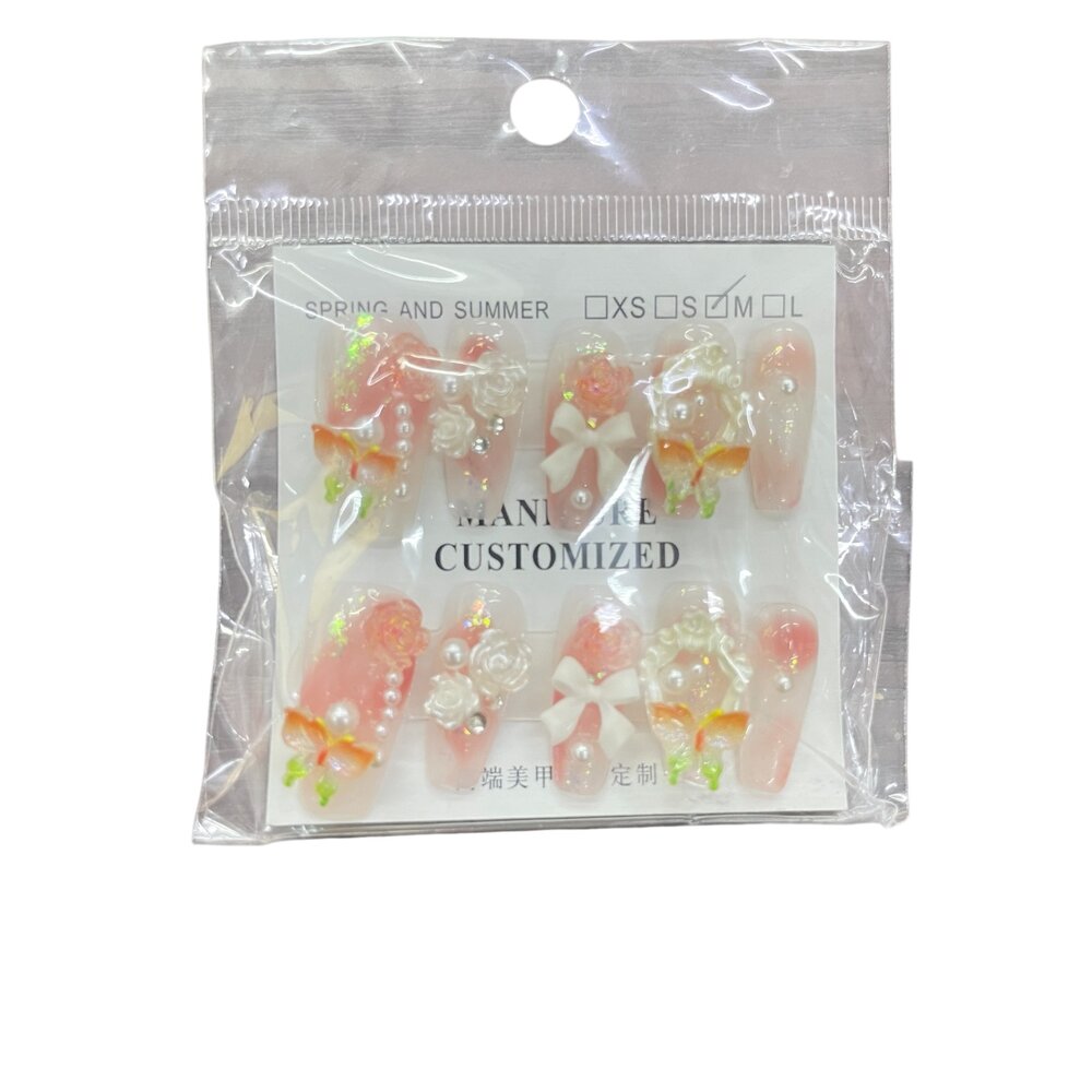 玫瑰蝴蝶結造型甲片+膠+收納盒 穿戴甲(袋裝) 多系列-圖片-4