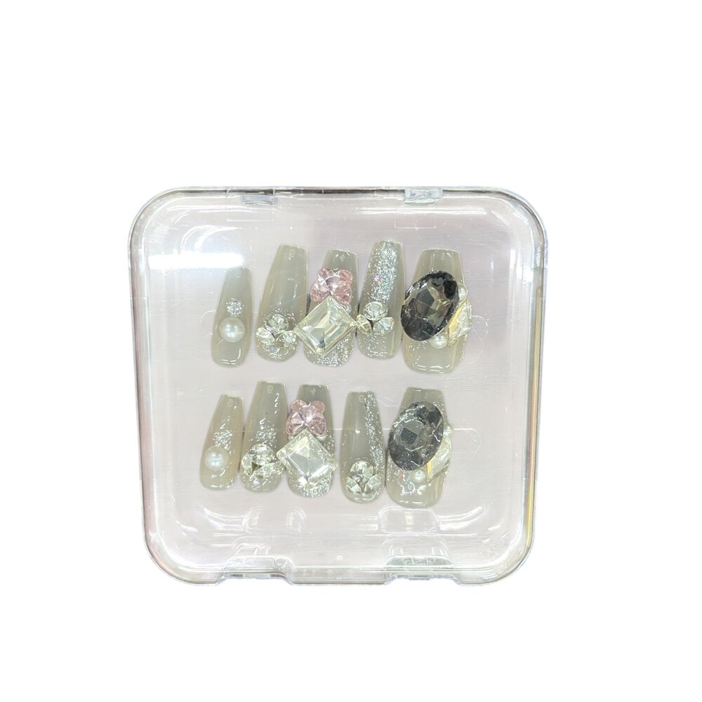 玫瑰蝴蝶結造型甲片+膠+收納盒 穿戴甲(袋裝) 多系列-圖片-5