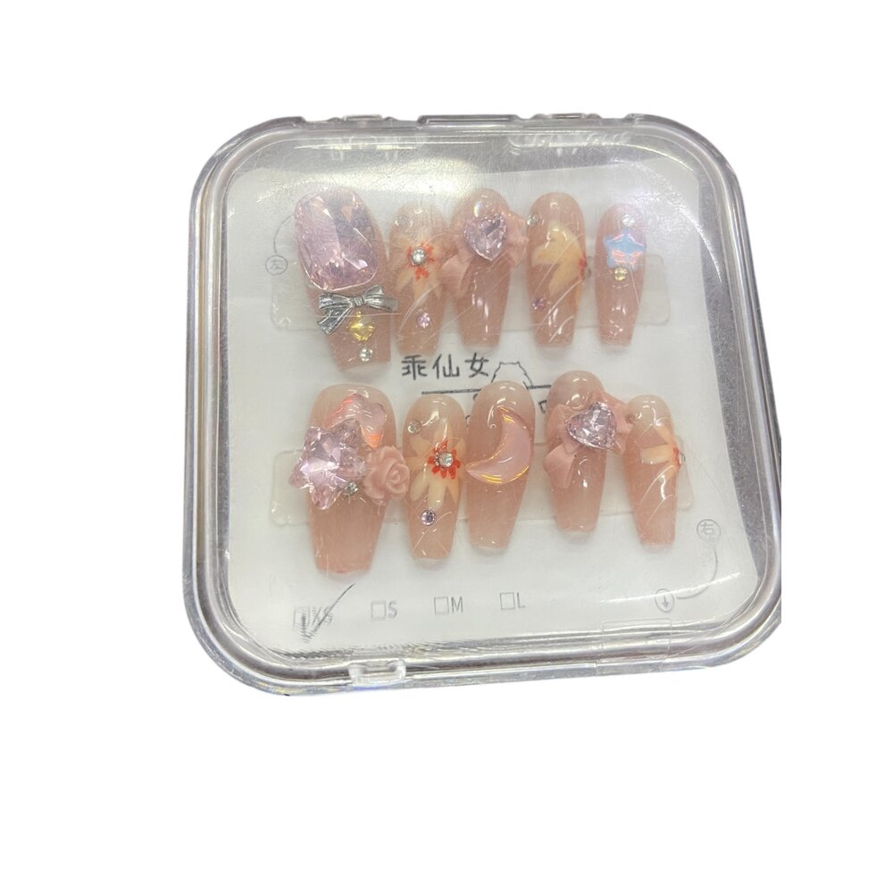 玫瑰蝴蝶結造型甲片+膠+收納盒 穿戴甲(袋裝) 多系列-圖片-6