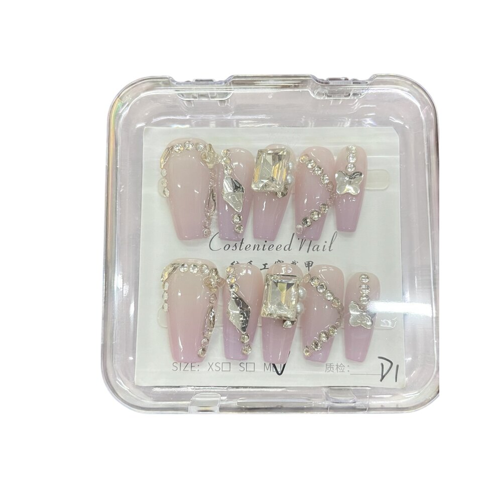 玫瑰蝴蝶結造型甲片+膠+收納盒 穿戴甲(袋裝) 多系列-圖片-7