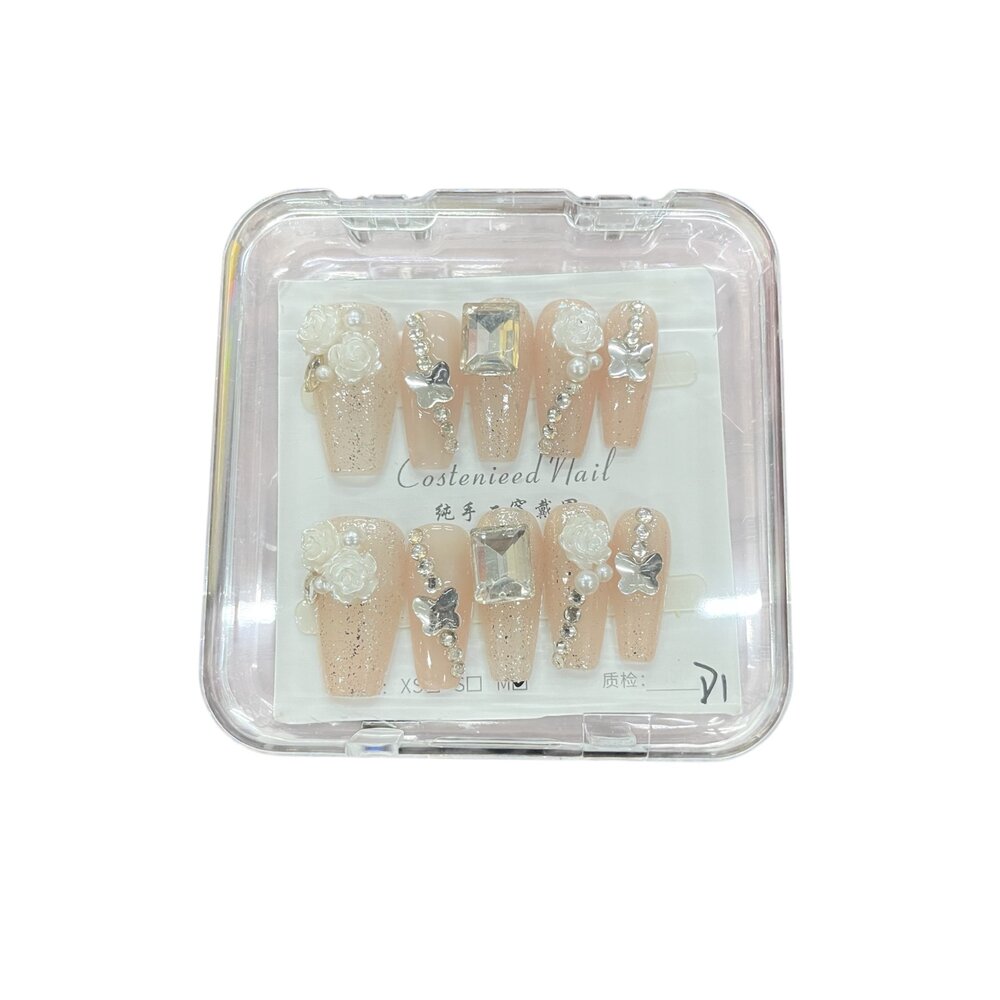 玫瑰蝴蝶結造型甲片+膠+收納盒 穿戴甲(袋裝) 多系列-圖片-8