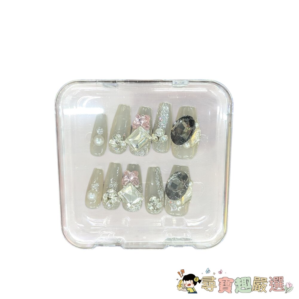 玫瑰蝴蝶結造型甲片+膠+收納盒 穿戴甲(袋裝) 多系列現貨-圖片-5