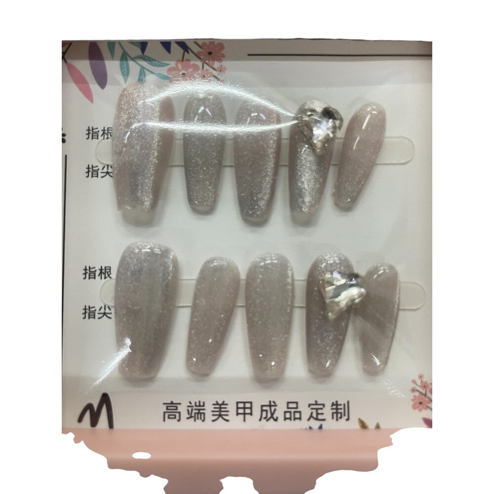 造型甲片+膠+收納盒 穿戴甲 紫黑色庫洛米 帶鑽 帶造型 帶圖騰款 系列 M號-圖片-2