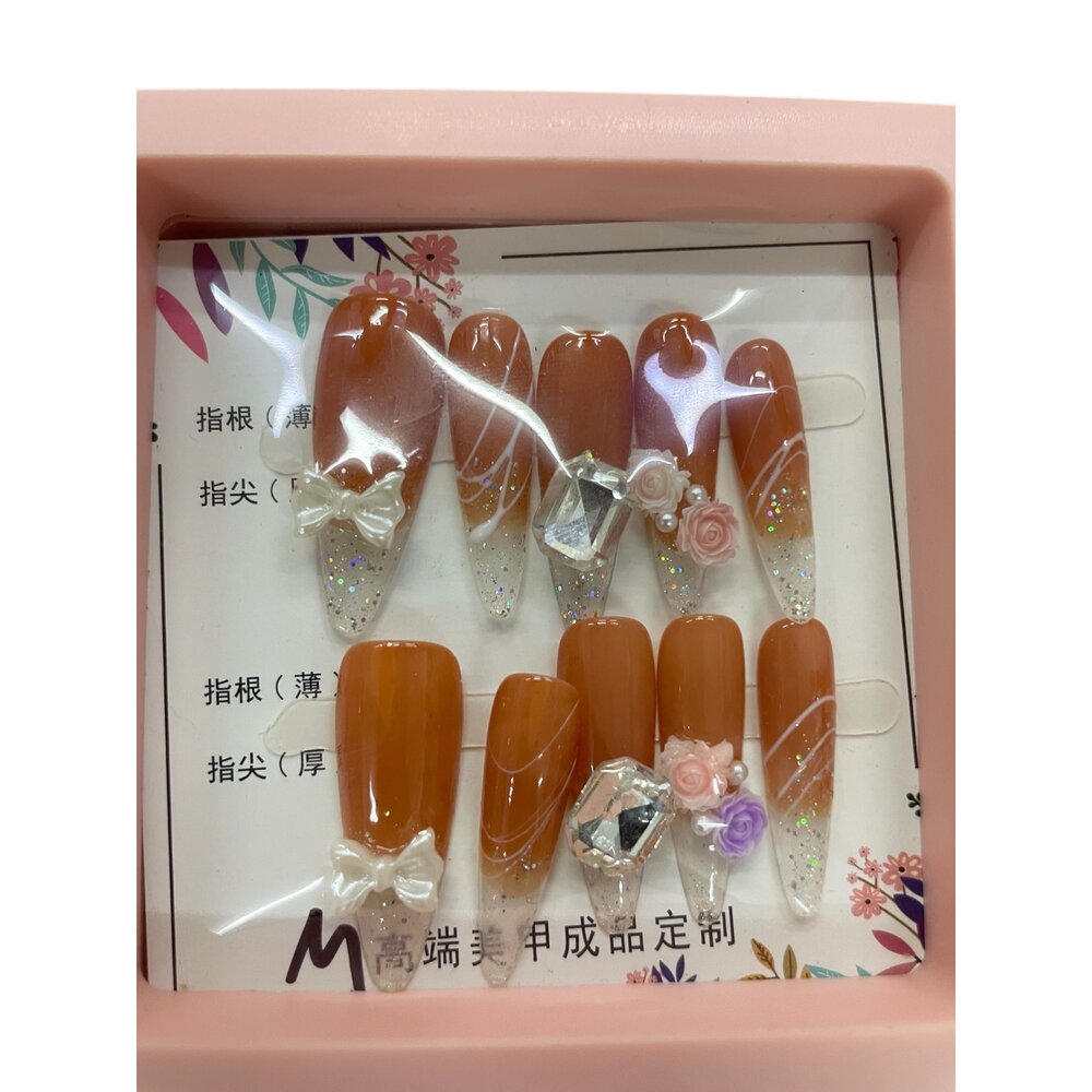 造型甲片+膠+收納盒 穿戴甲 紫黑色庫洛米 帶鑽 帶造型 帶圖騰款 系列 M號-圖片-3