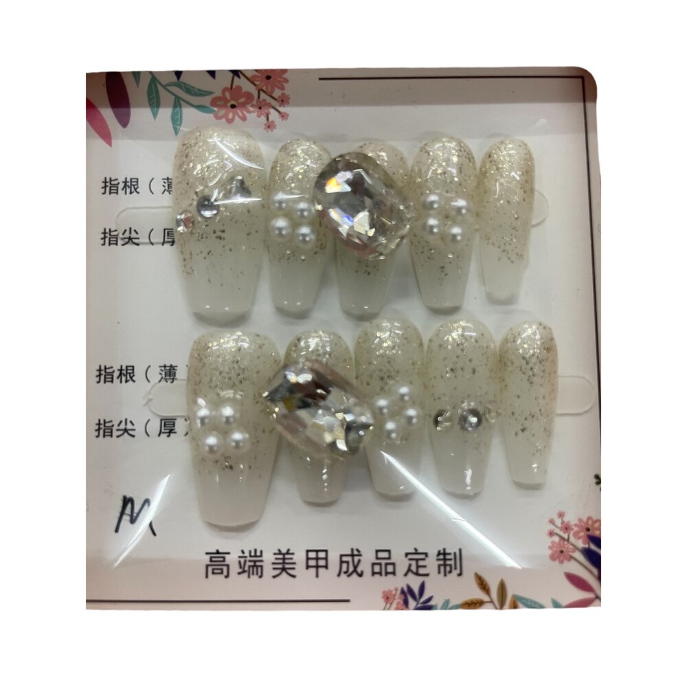 造型甲片+膠+收納盒 穿戴甲 紫黑色庫洛米 帶鑽 帶造型 帶圖騰款 系列 M號-圖片-6