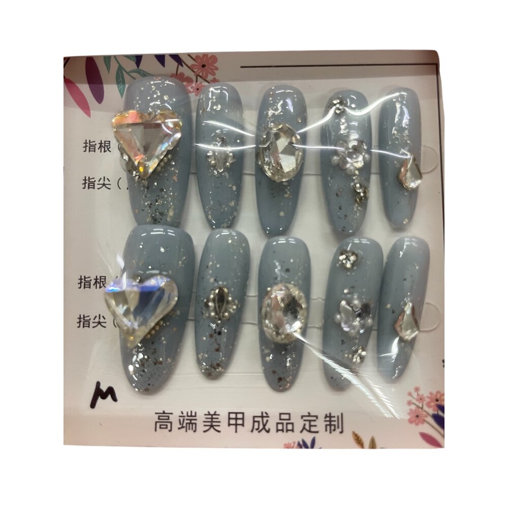 造型甲片+膠+收納盒 穿戴甲 紫黑色庫洛米 帶鑽 帶造型 帶圖騰款 系列 M號-圖片-7