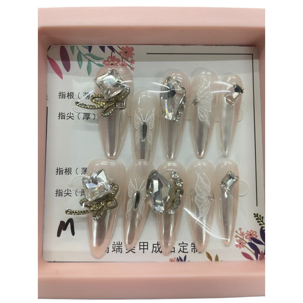 造型甲片+膠+收納盒 穿戴甲 紫黑色庫洛米 帶鑽 帶造型 帶圖騰款 系列 M號-圖片-9
