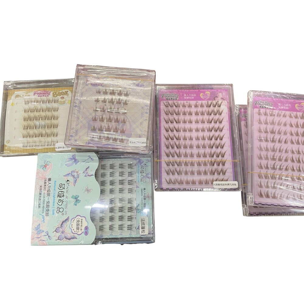 G02-80-免膠睫毛 焦糖小珍珠/免膠焦糖色孔雀魚/免膠自然韓系蓬鬆款/免膠法式蓬鬆款/免膠小火苗下睫毛/免膠睫毛 免膠焦糖小花兔下