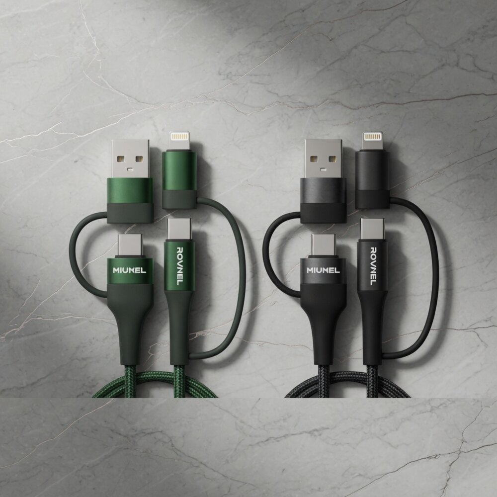 H02-31-POLYWELL 四合一PD編織快充線 USB-A+C+Lightning 適用安卓蘋果 2米[黑]現貨