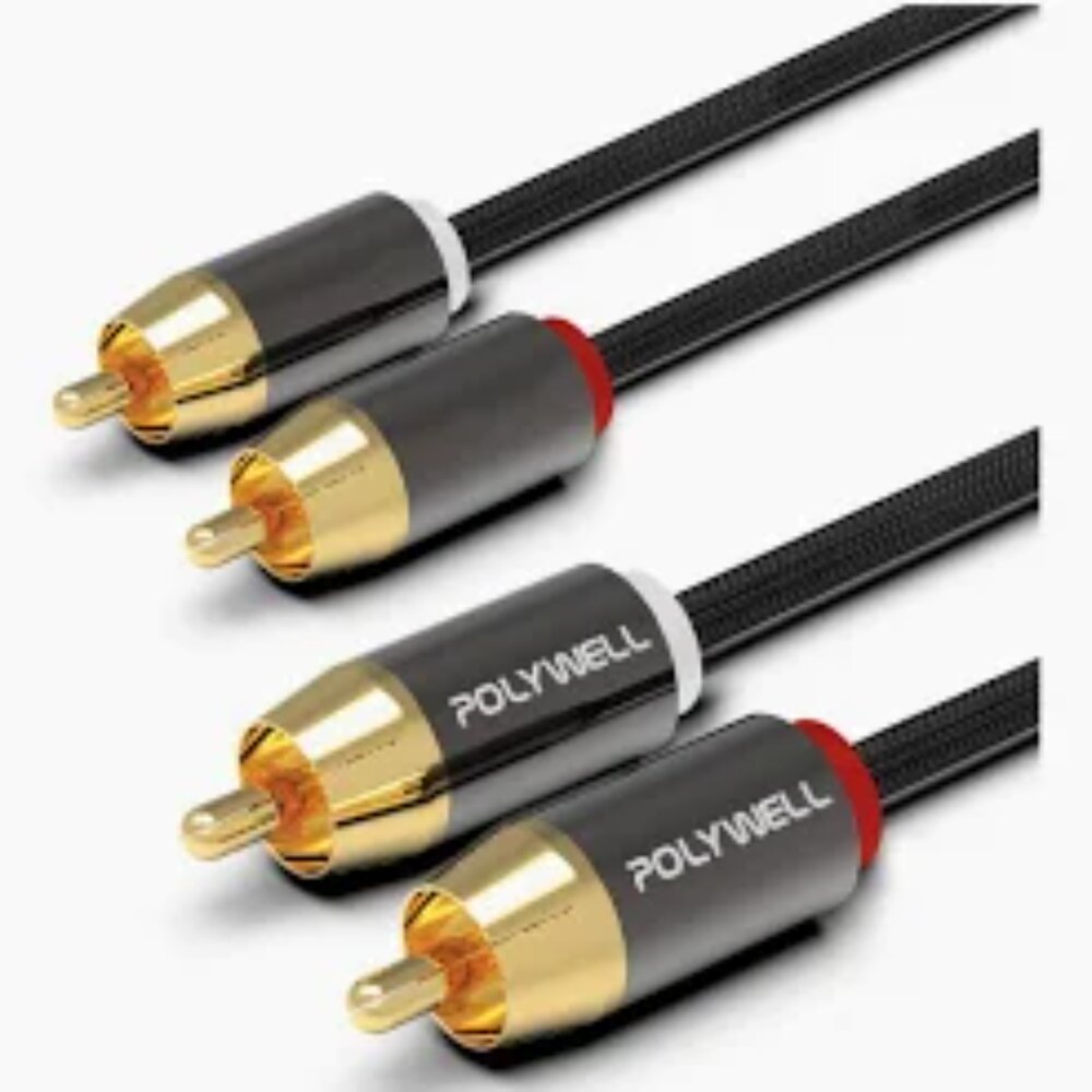 H02-36-24H出貨POLYWELL 寶利威爾 雙RCA-雙RCA 紅白立體聲音源線 1m/數位同軸音源線 低音線 75歐姆 BR