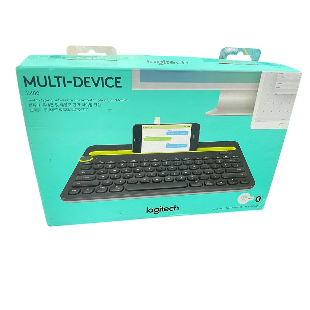 H04-10-Logitech羅技藍芽鍵盤K480 9成新盒損品公司貨