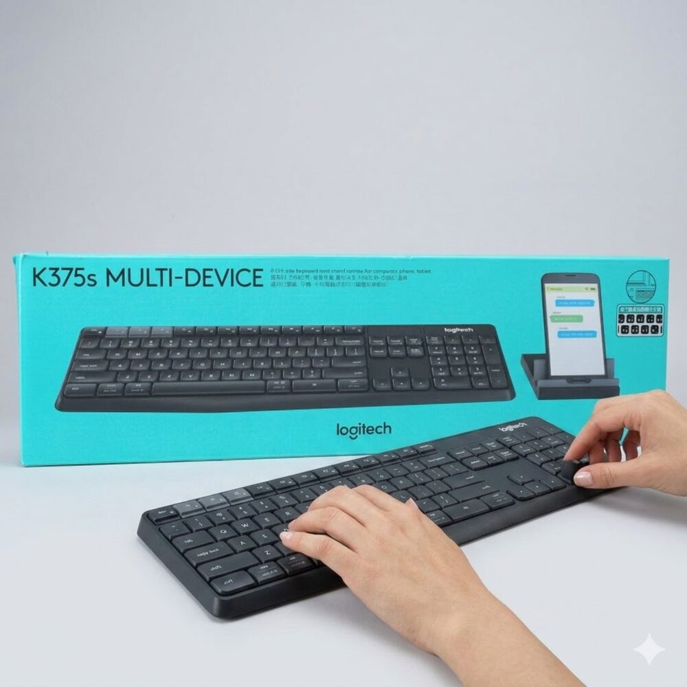 H04-15-Logitech 羅技 K375s 跨平台無線鍵盤支架組 (九成新 有接收器)現貨