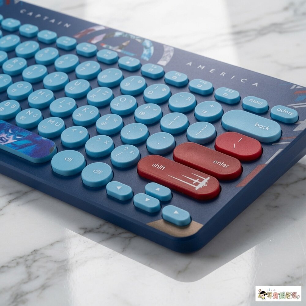 24H出貨現貨 輕型 InfoThink漫威正版授權美國隊長系列復古打字機無線鍵盤 5-5現貨-圖片-1