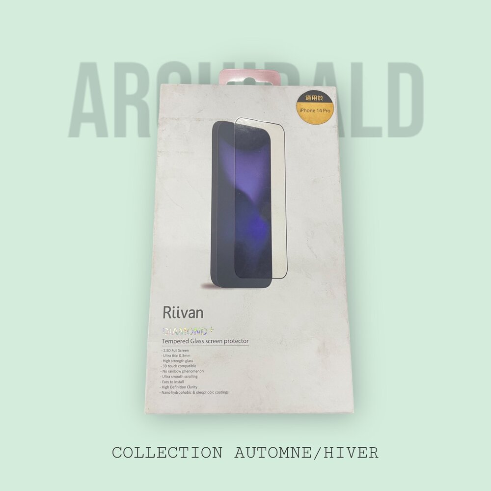 H07-44-Riivan Diamond+ 2.5D 滿版鋼化玻璃保護貼(iPhone 14 Pro) 盒損品現貨