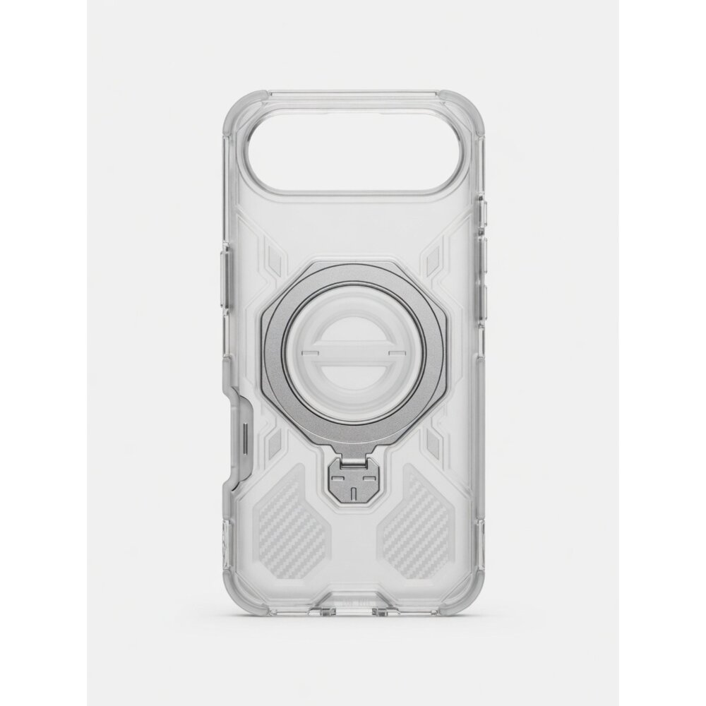 H07-86-bebehome iPhone 17 四角防摔支架磁吸透色手機殼, 透明, iPhone17 Air現貨