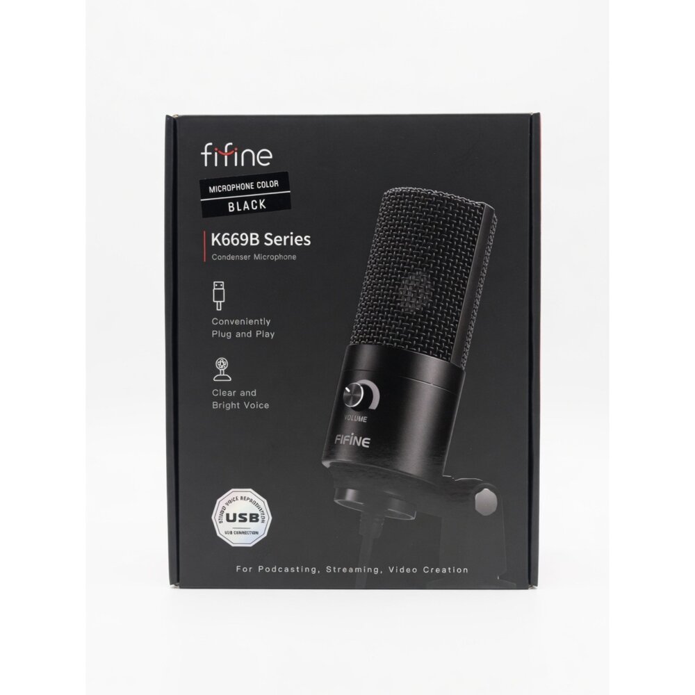 H09-77-FIFINE USB心型指向電容式麥克風, K669B, 黑色現貨