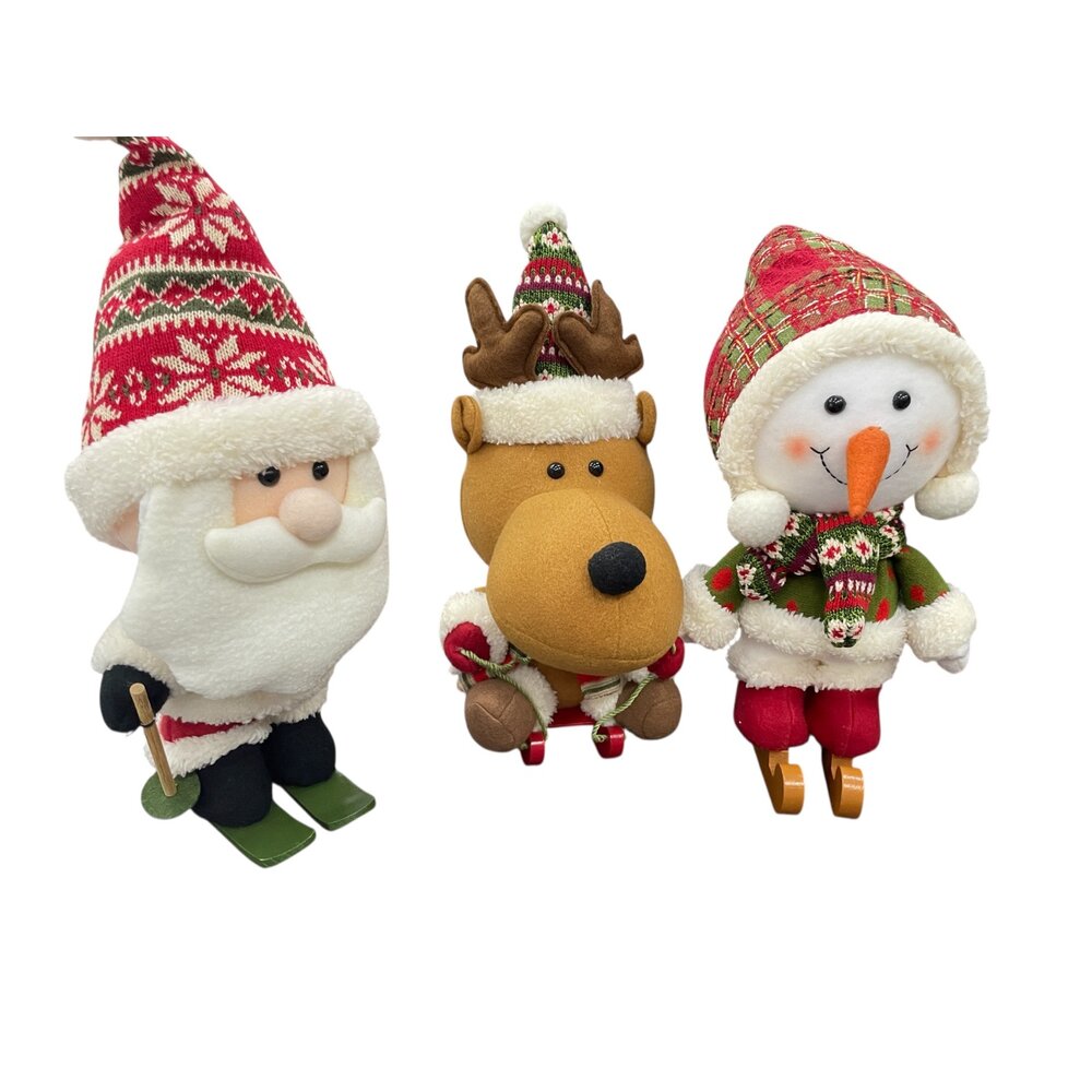 J01-7-6-好市多 聖誕玩偶造型裝飾品組 聖誕老公公 馴鹿 雪人組 外盒盒損品全新