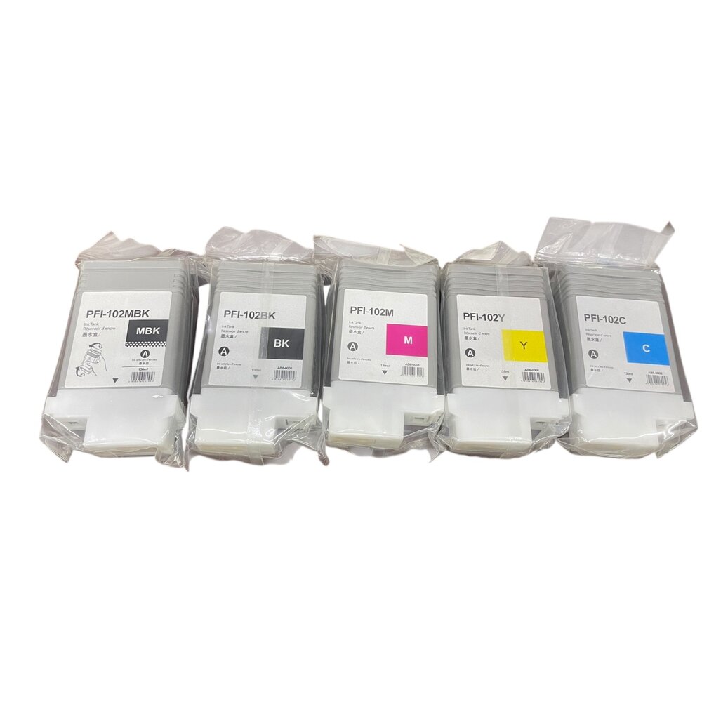  佳能墨水盒 PFI-102C 藍色130ml/PFI-102Y 黃色130ml/PFI-102M 紅色130ml/PFI-102BK 黑色130ml/PFI-102MBK 黑色130ml