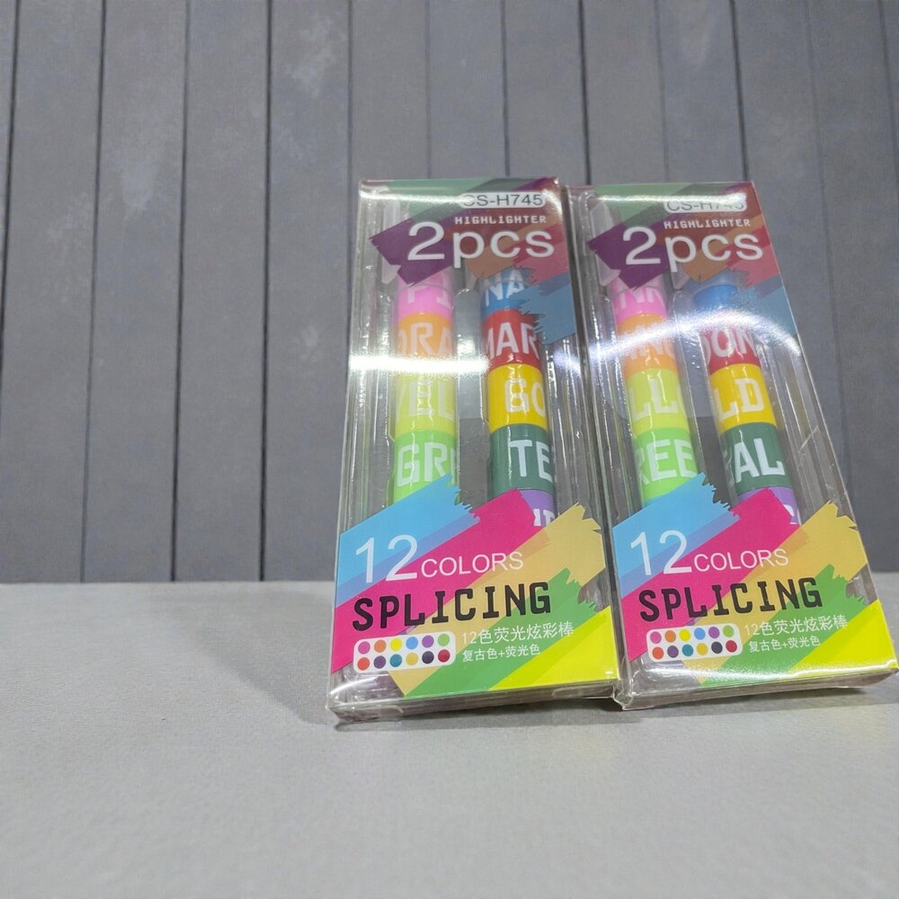 J02-4-SPLICING 12色螢光炫彩棒 蠟筆 彩色筆 固體螢光筆現貨