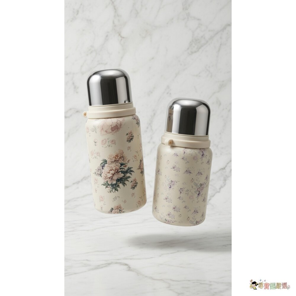24H出貨【盒損】【簡約質感】600ml/400ml 不鏽鋼真空保溫瓶 隨身水杯 花卉設計2-3現貨 封面照片