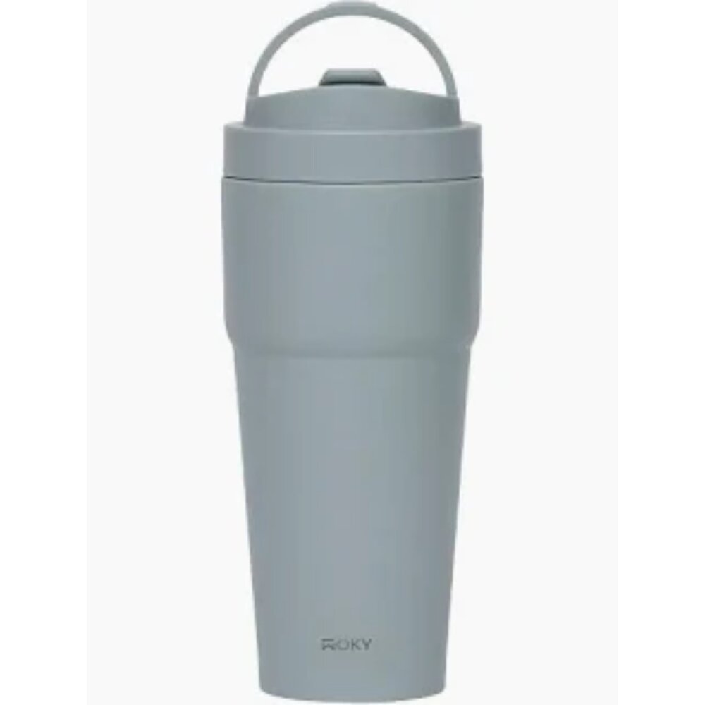 L01-5-WOKY 沃廚 雙層陶瓷渾圓杯, 紺青藍, 750ml (附吸管)現貨