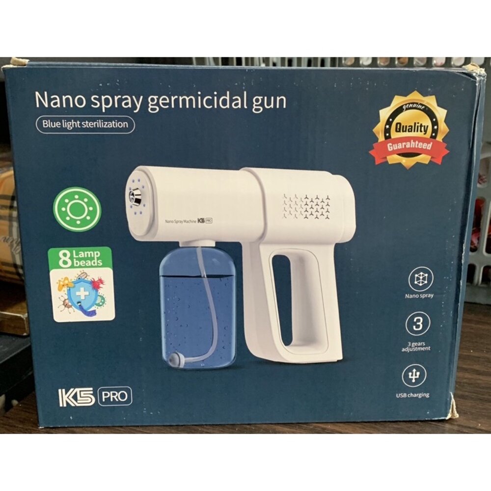 L02-2-24H出貨*尋寶趣嚴選*高CP值 全新現貨 K5 Pro酒精 噴霧機 納米 奈米霧化消毒槍 充電款 深藍色盒/賣場另有高