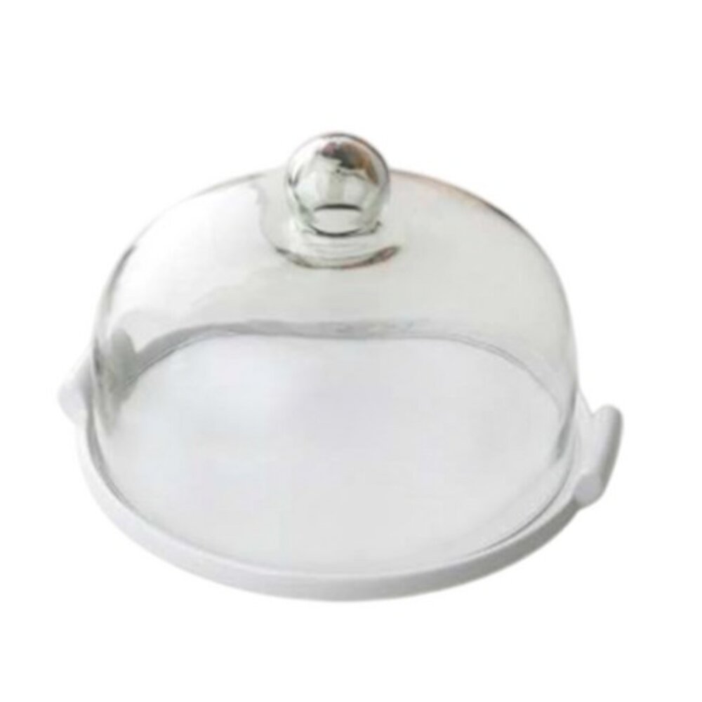 M01-124-Fuco 居家咖啡館陶瓷底座蛋糕罩 (大), 白色現貨