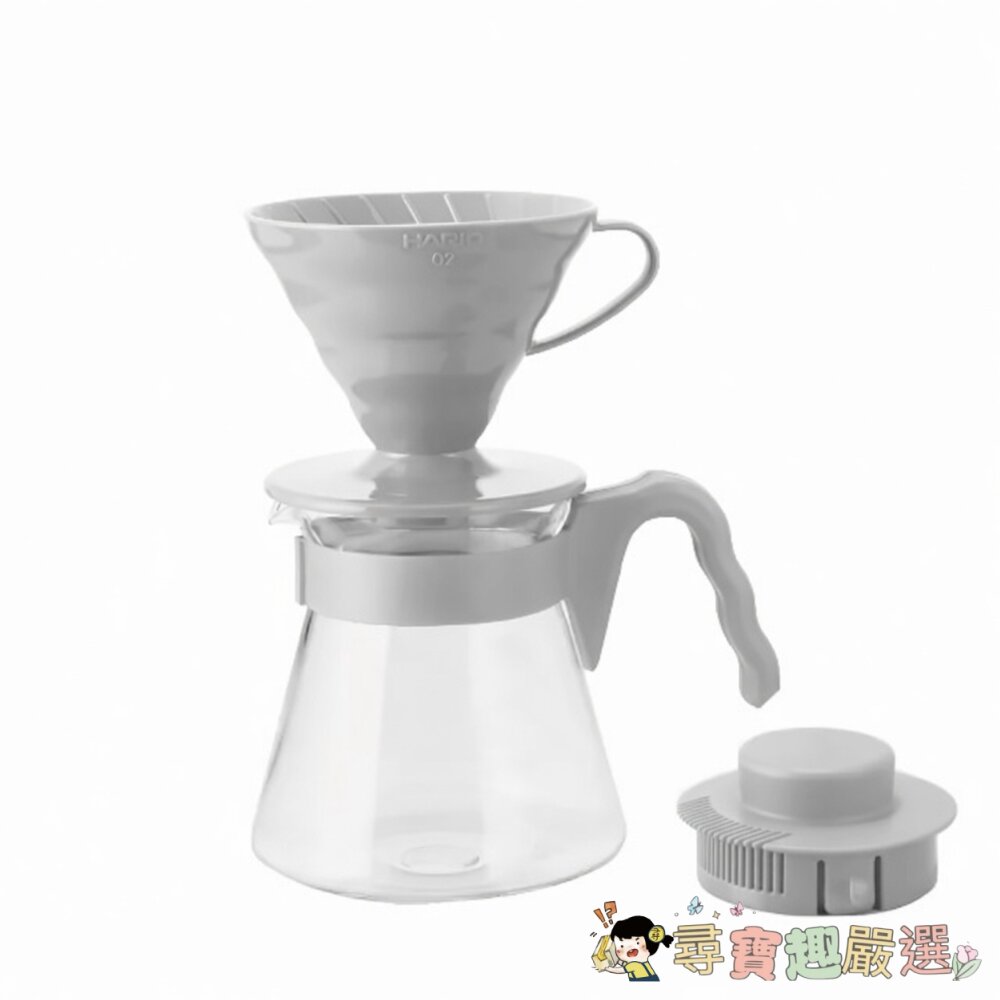 HARIO 好璃奧 V60手沖咖啡壺組 灰白色 VCSD-02-PGR現貨 封面照片