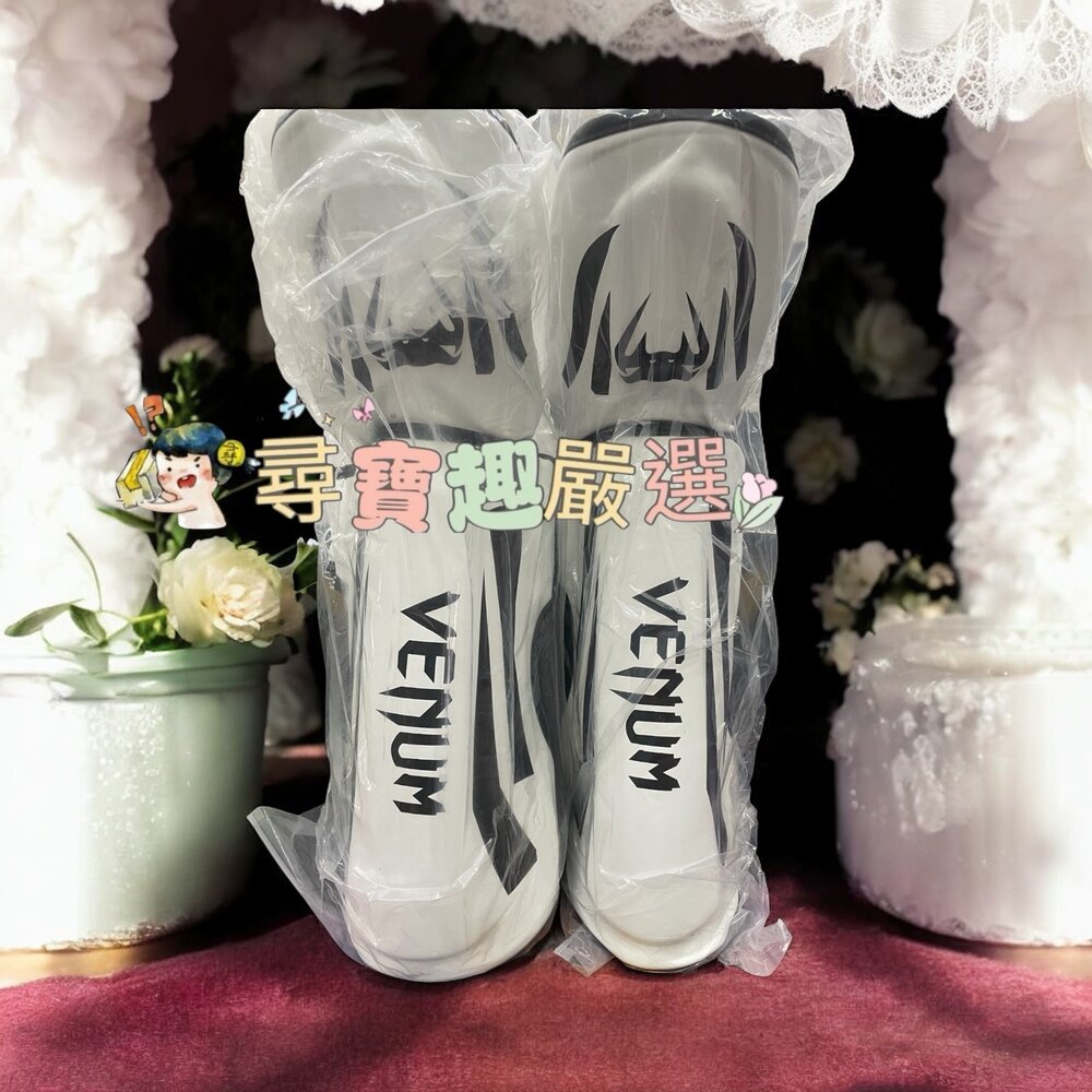 Q02-6-VENUM格鬥護腿 拳擊護具 白色L號(160-175)