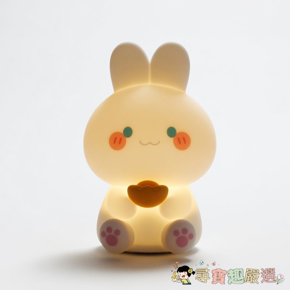 療癒有錢兔小夜燈 語音聲控, 10.1 x 9.6 x 14.7cm, 139g現貨 封面照片