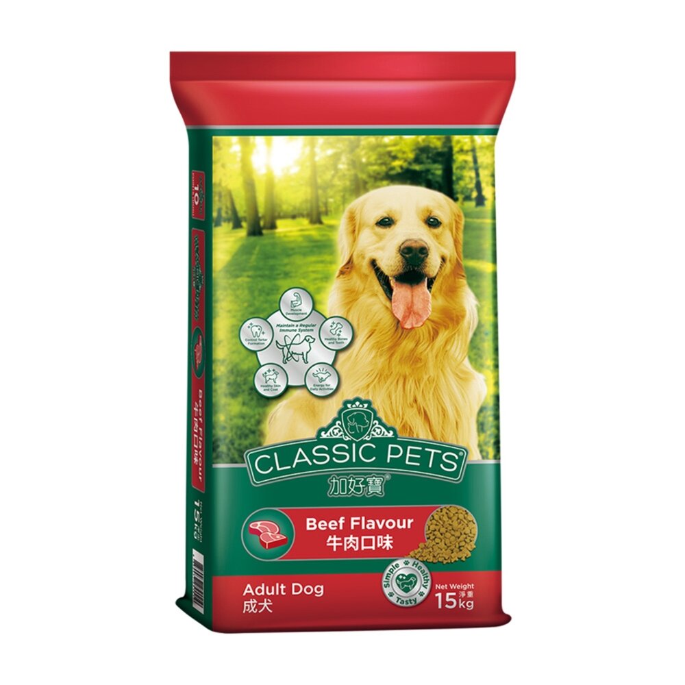 S03-1-Classic Pets加好寶 飼料 乾狗糧, 牛肉口味, 15kg現貨