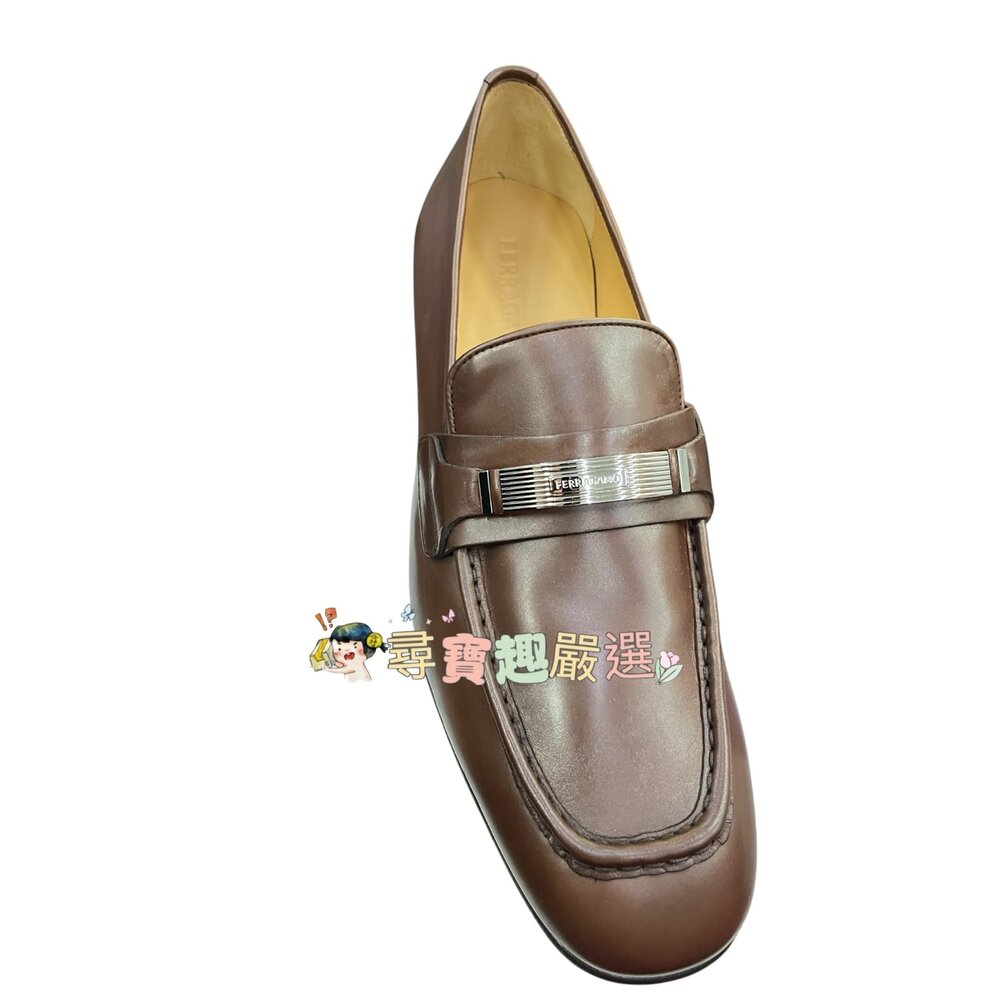FERRAGAMO 男生高檔皮鞋 咖啡色 義大利全新 平行輸入正品-圖片-1