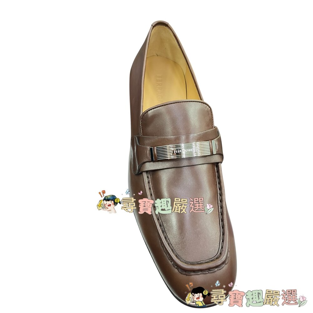 *尋寶趣嚴選* 當日出貨 時尚 FERRAGAMO 男生高檔皮鞋 咖啡色 義大利全新 平行輸入正品現貨-圖片-1