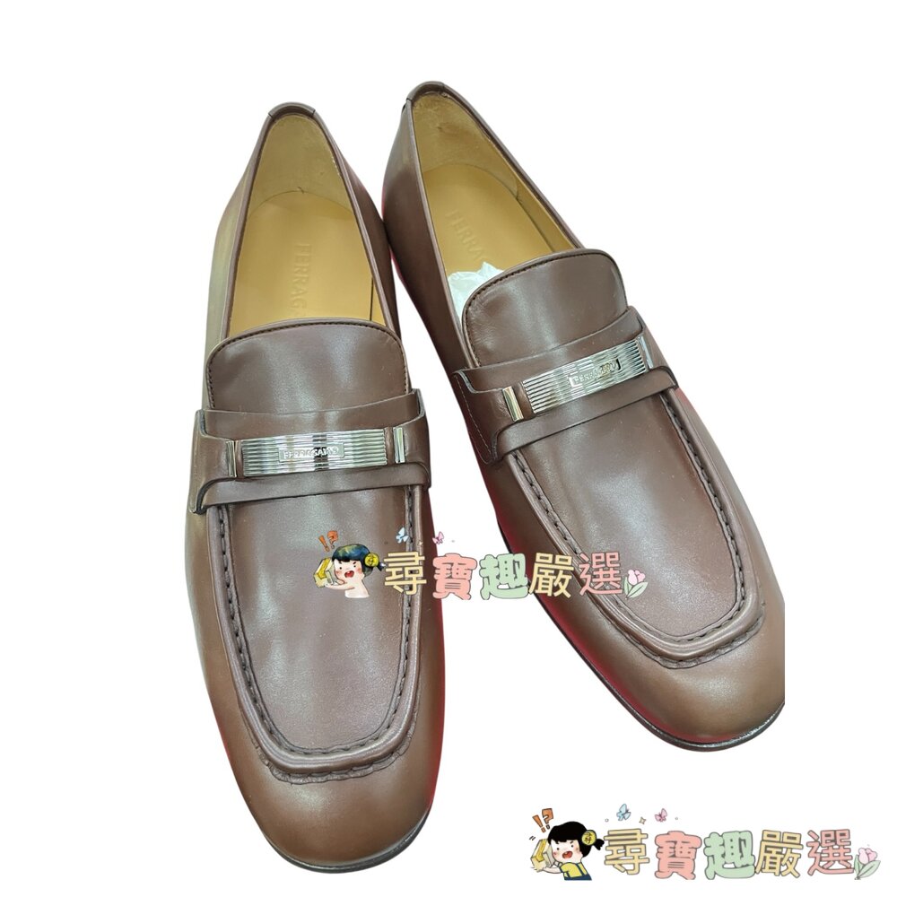 *尋寶趣嚴選*當日出貨時尚FERRAGAMO男生高檔皮鞋咖啡色義大利全新平行輸入正品現貨