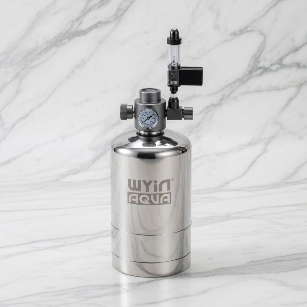 X01-87-WYIN 萬引水族 1 升不鏽鋼單表二氧化碳發生器套裝 PRO 版 (X-10S-150)[盒損]現貨