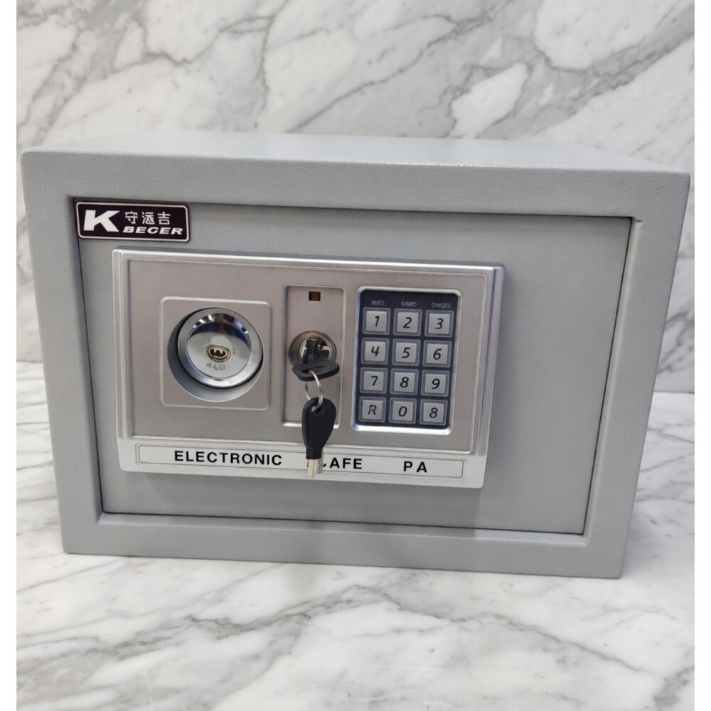 X01-88-守護者保險箱 家用密碼保險箱 內雙層 A4可放入 25EAT, 灰色現貨