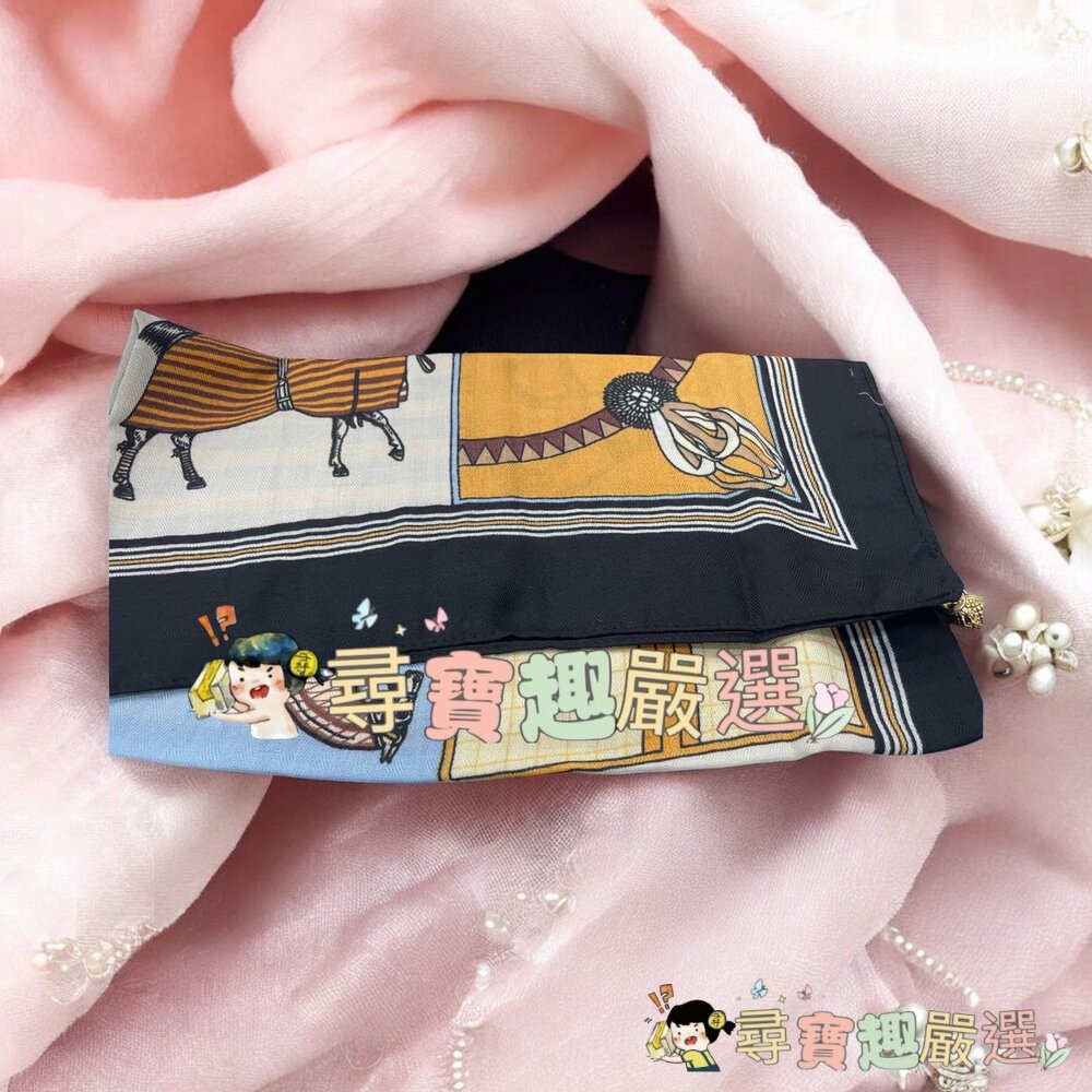 黑格圖/彩色花朵/藍圖騰/塗鴉風 絲巾/掛巾/造型圍巾 多用途 磁吸扣現貨-圖片-3