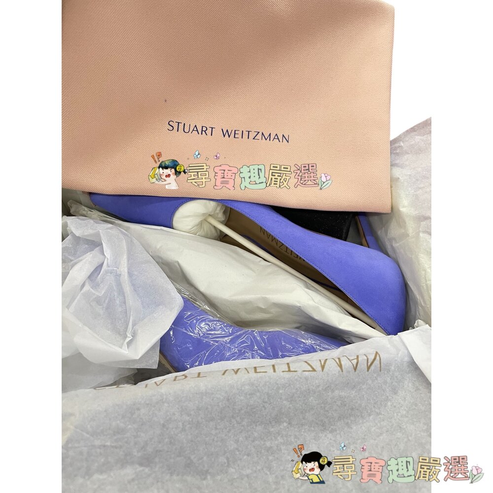 STUART WEITZMAN 藍色絨布女高跟鞋 平行輸入正品全新 38碼現貨-圖片-2